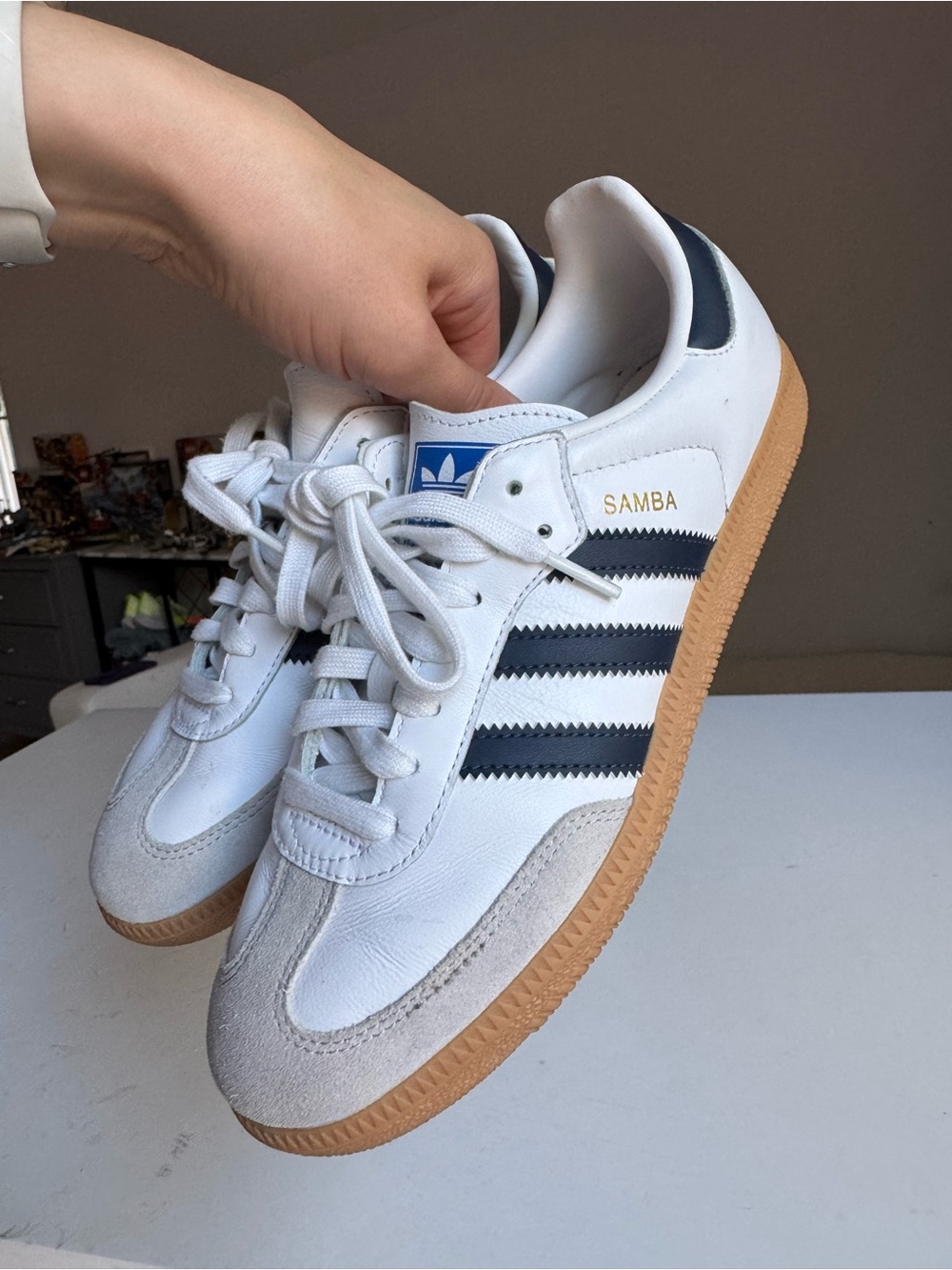 Adidas Samba OG White Navy Gum Sneakers Women’s Size 8